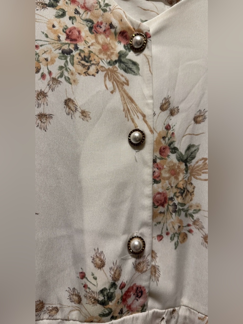 Pinkyotto Ivory Floral Puff Sleeve Drawstring Waist Mini Dress - Picture 3 of 8